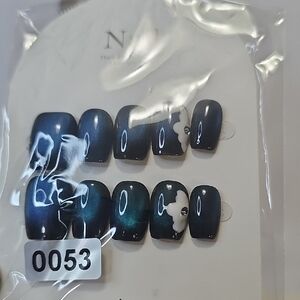 New #0053 Blue/Green Color Shifting Nails Set Of 10+ No Adhesive Pads Size S‎